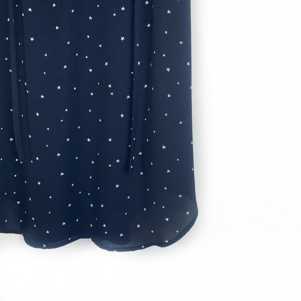 LOFT Navy Star Print Ruffle Blouse - Picture 4 of 8